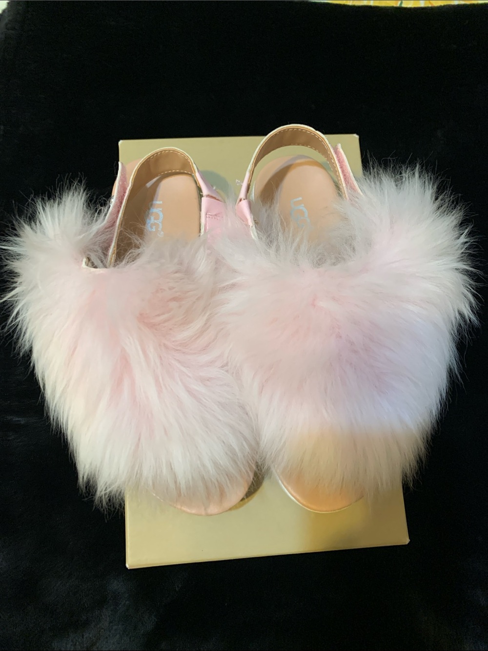 UGG Pink Fuzzy Slingback Slides